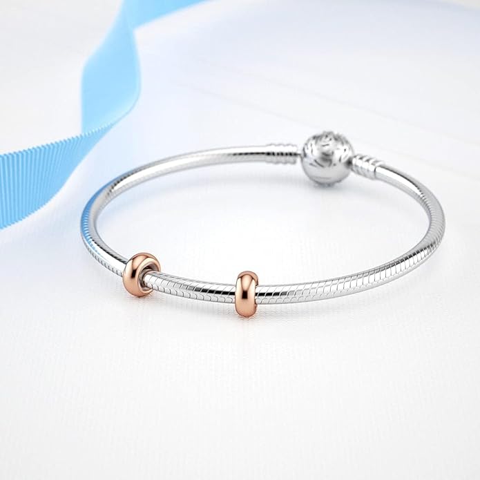 Charm Abalorio Liso Dorado Rosa