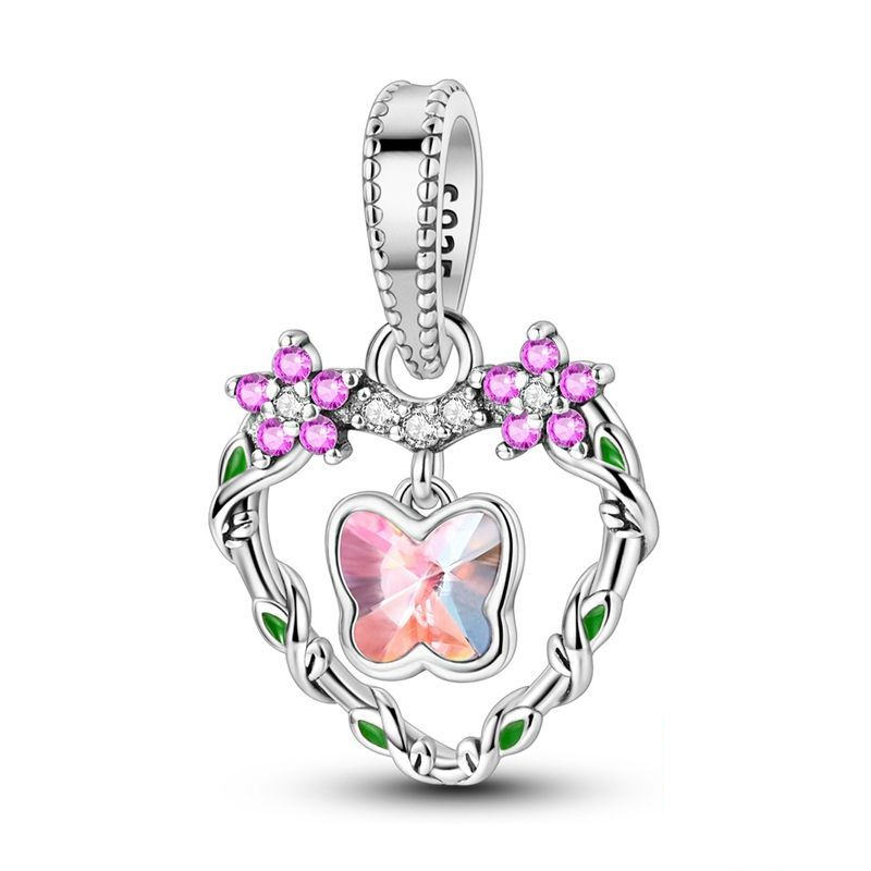 Charm Corazón Floral y Mariposa de Prisma