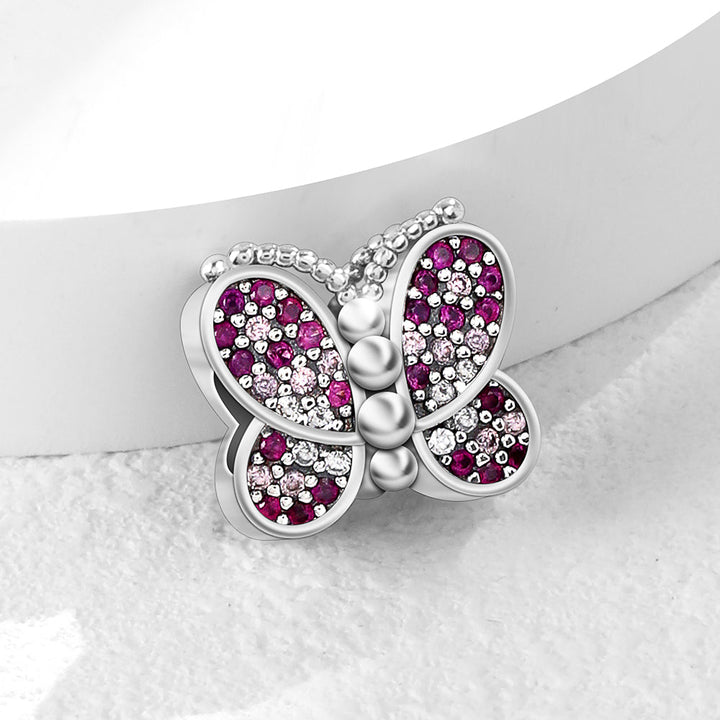 Charm Mariposa Diamantado Rosa