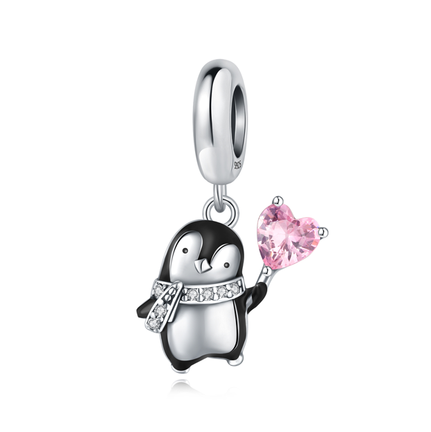 Charm Pingüino y Corazón Rosa
