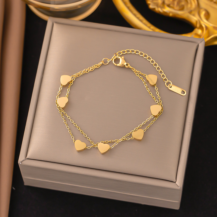 Brazalete Doble de Corazones Lisos