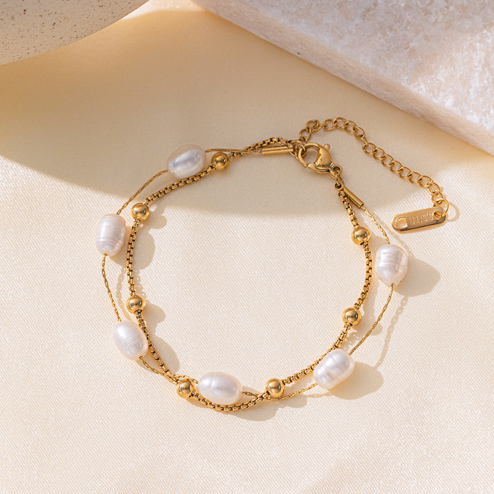 Brazalete Cola de Raton y Perlas