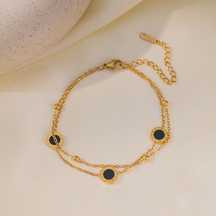Brazalete Doble con Circulos Negros