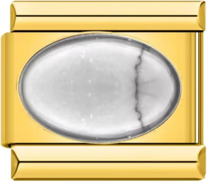 Charm Italiano Dorado Piedra Blanca