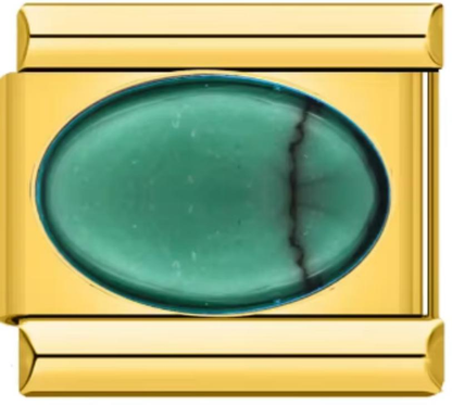 Charm Italiano Dorado Piedra Verde