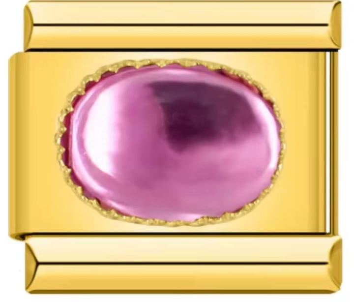 Charm Italiano Dorado Piedra Rosa