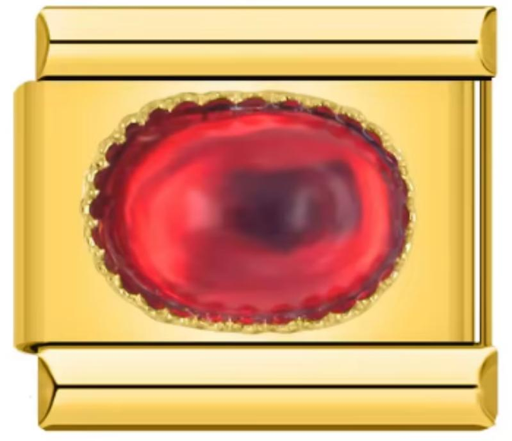 Charm Italiano Dorado Piedra Roja