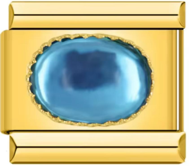 Charm Italiano Dorado Piedra Azul