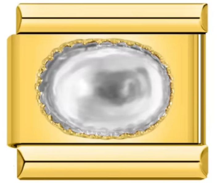 Charm Italiano Dorado Piedra Blanca