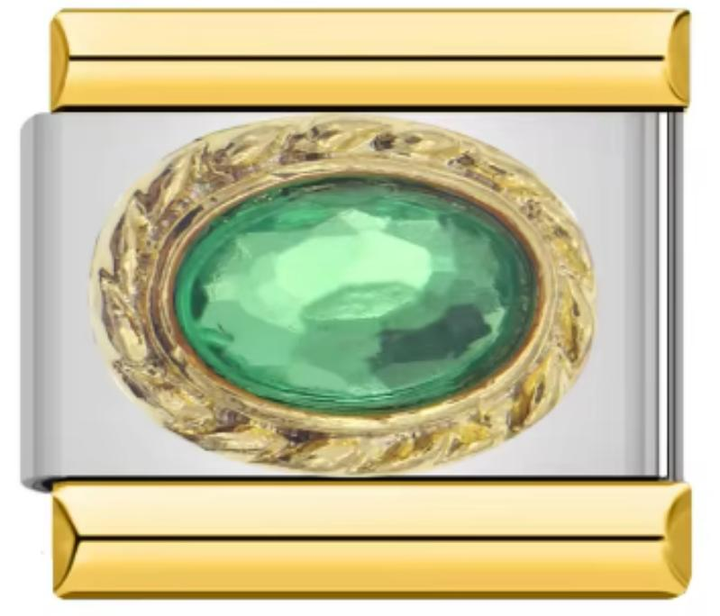 Charm Italiano Bicolor Piedra Verde