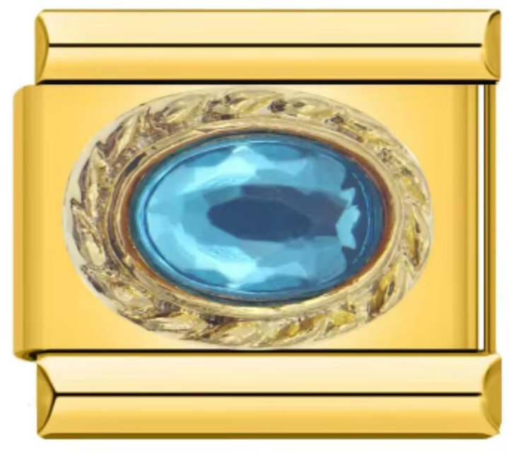 Charm Italiano Dorado Piedra Azul