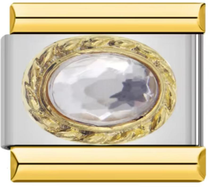 Charm Italiano Bicolor Piedra Plateada