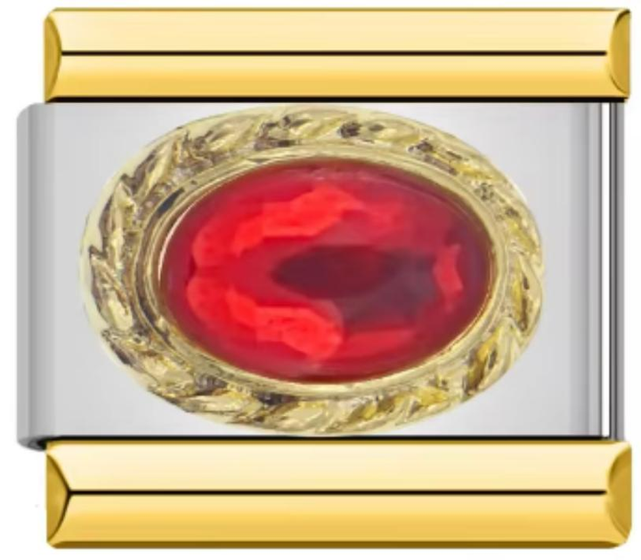 Charm Italiano Bicolor Piedra Rojo