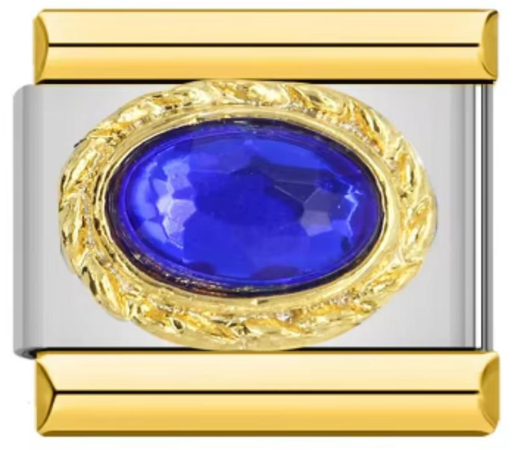 Charm Italiano Bicolor Piedra Azul