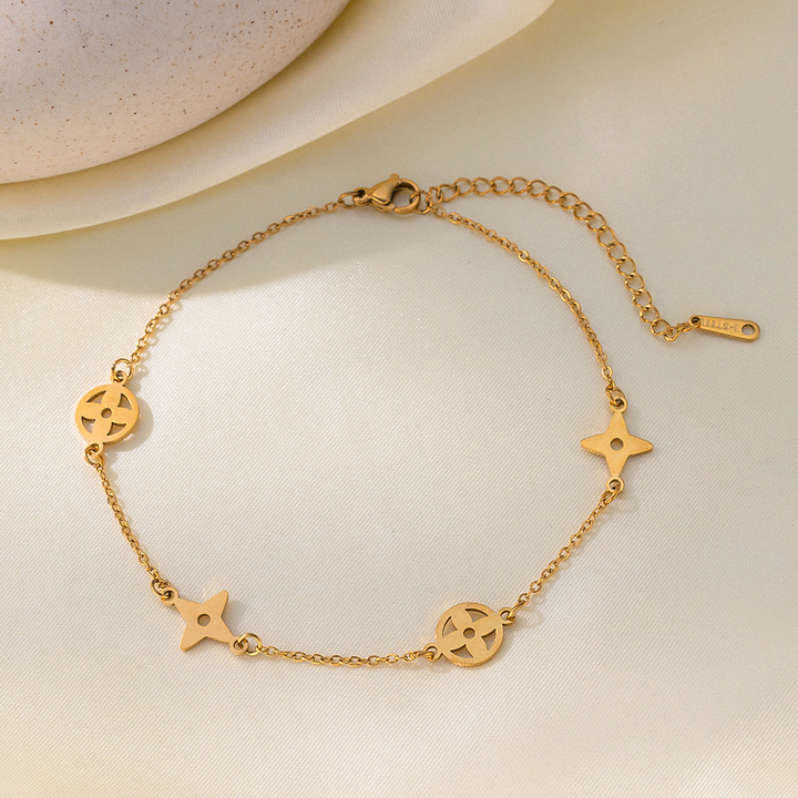 Brazalete Delgado de Flores Doradas