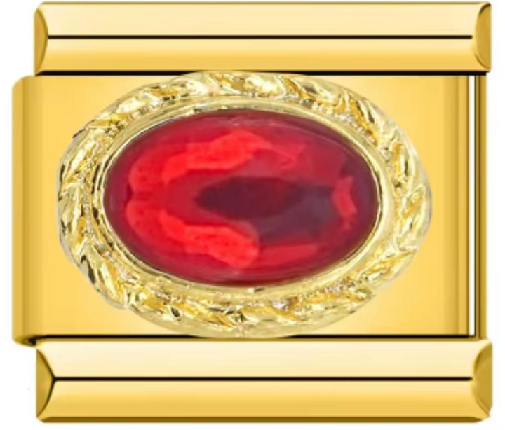 Charm Italiano Dorado Piedra Rojo