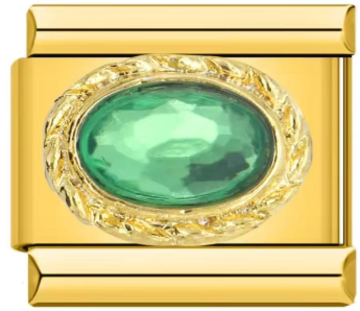 Charm Italiano Dorado Piedra Verde