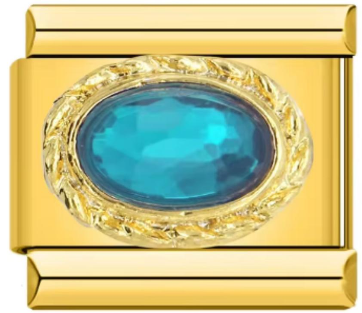 Charm Italiano Dorado Piedra Azul