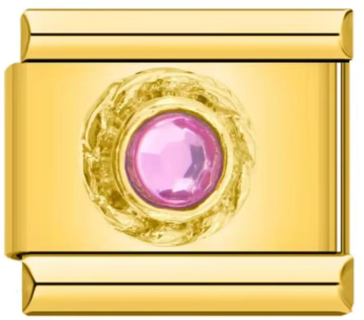 Charm Italiano Dorado Piedra Rosa