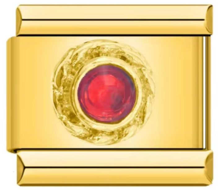 Charm Italiano Dorado Piedra Roja