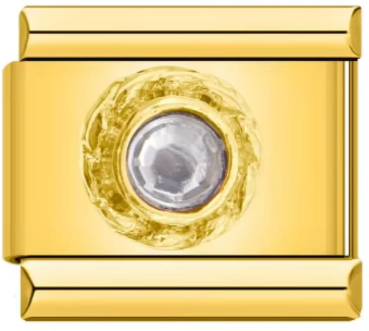 Charm Italiano Dorado Piedra Blanca