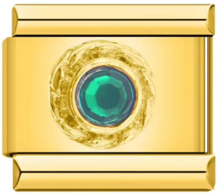 Charm Italiano Dorado Piedra Verde