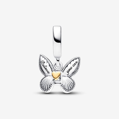 Charm Mariposa Azul y Corazón Dorado