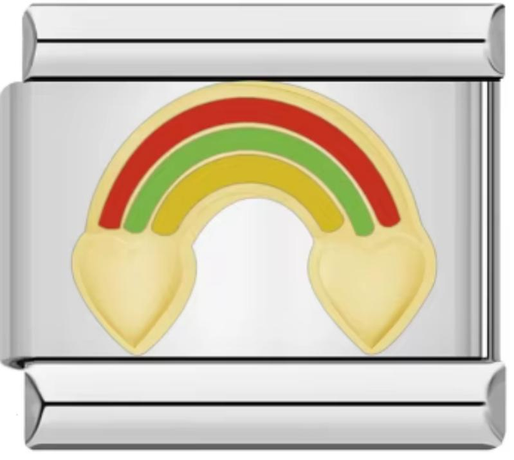 Charm Italiano Arcoiris Corazones Dorados