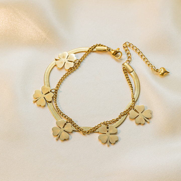 Brazalete Doble Treboles Dorados