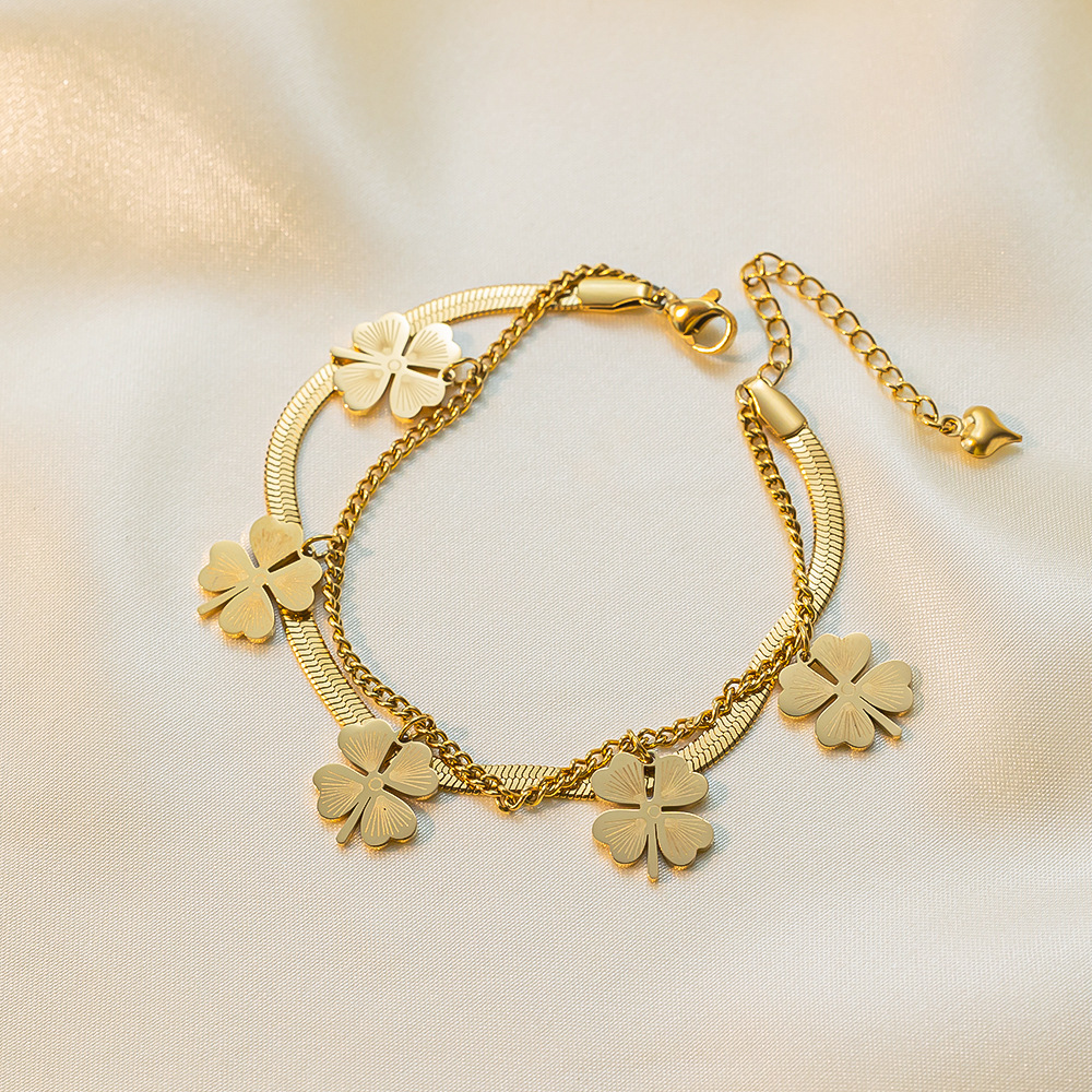 Brazalete Doble Treboles Dorados