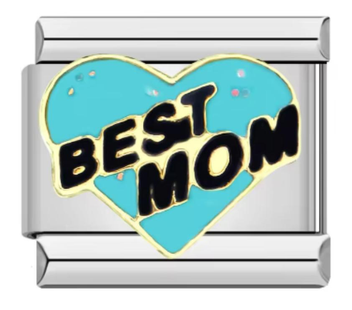Charm Italiano Best Mom Corazon Azul