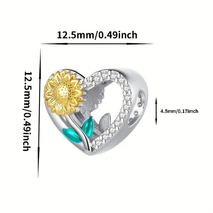 Charm Corazón & Girasol Dorado