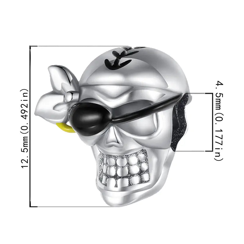 Charm Calavera Pirata Plateada "Piratas Del Caribe"