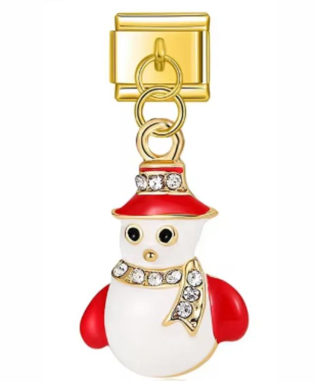Charm Italiano Dorado Muñeco de Nieve