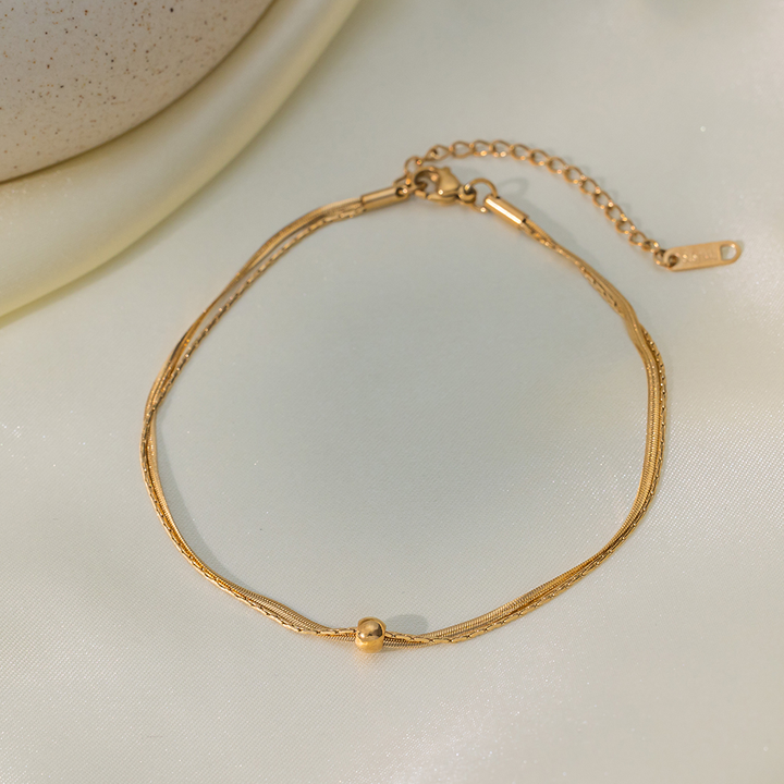 Brazalete Cadena de Serpiente & Bola Dorada