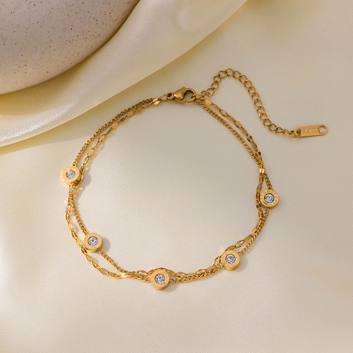 Brazalete Cadena Figaro & Brillos