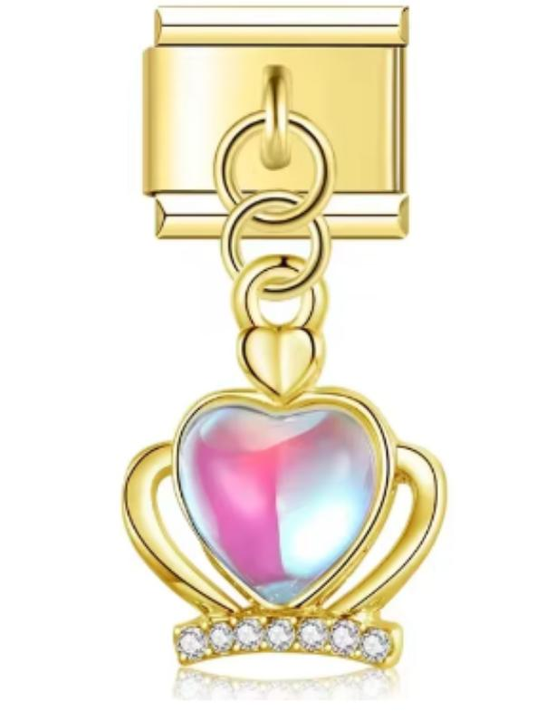 Charm Italiano Corazón Dorado Rojo & Azul