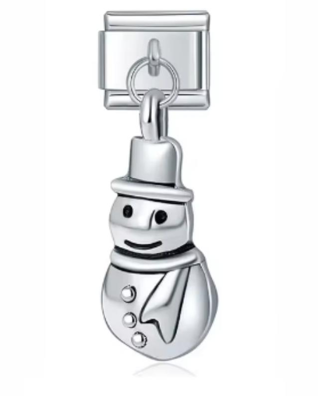 Charm Italiano Plateado Muñeco de Nieve