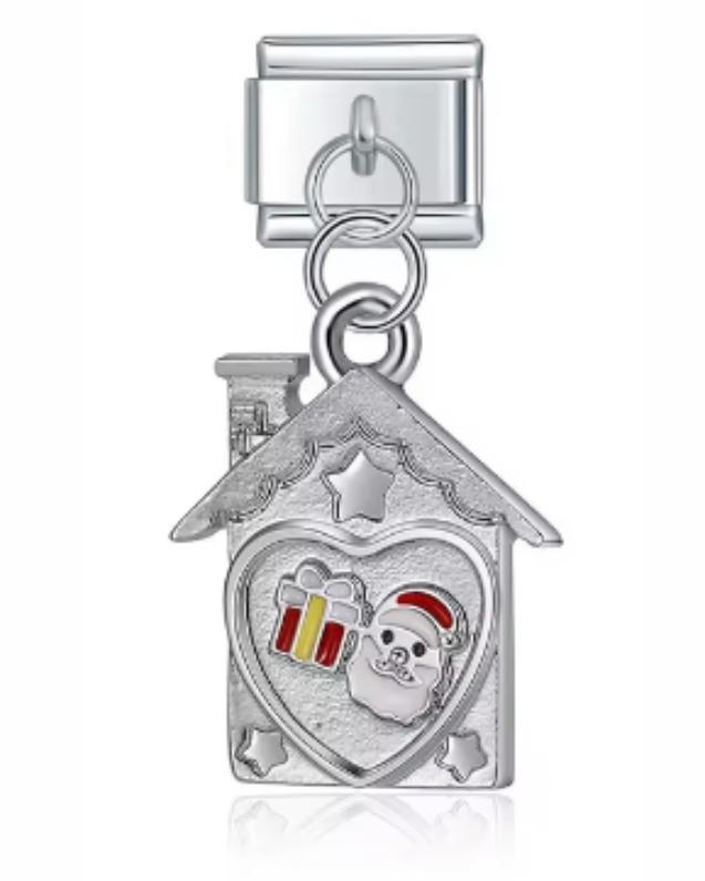 Charm Italiano Plateado Casa Navideña