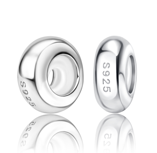 Charm Abalorio Liso Plateado