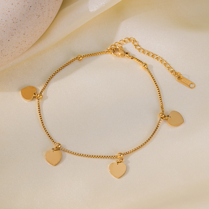 Brazalete Cadena Veneciana & Corazones