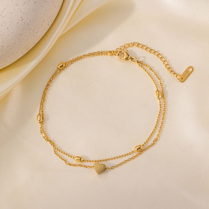 Brazalete Doble con Corazon Pequeño