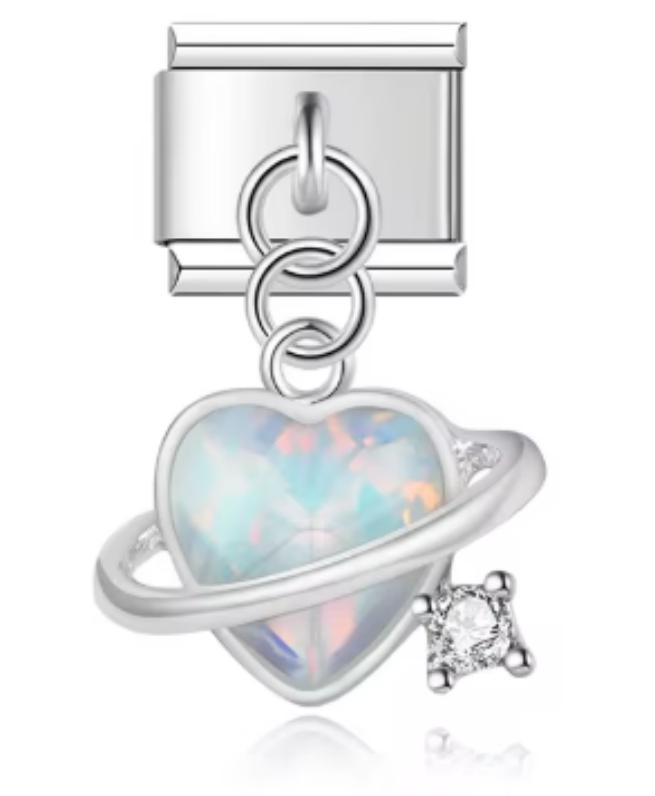 Charm Italiano Corazón con Anillo Bicolor