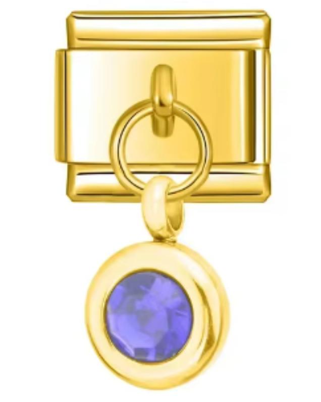 Charm Italiano Dorado Piedra Morada