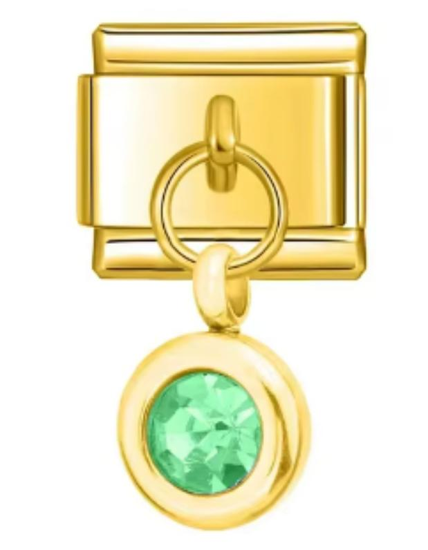 Charm Italiano Dorado Piedra Verde