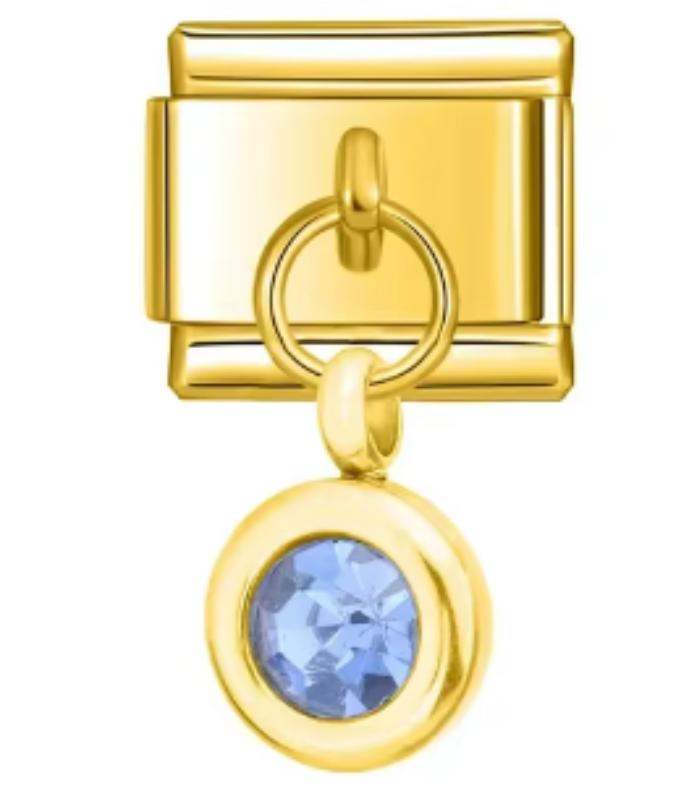 Charm Italiano Dorado Piedra Azul
