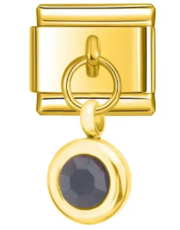 Charm Italiano Dorado Piedra Negra