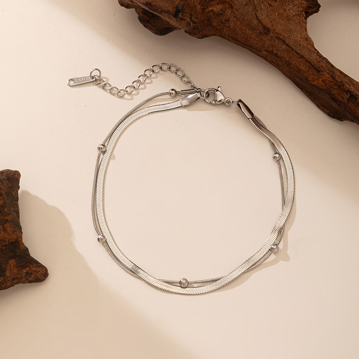 Brazalete Cola De Raton & Cadena de Serpiente Plateada