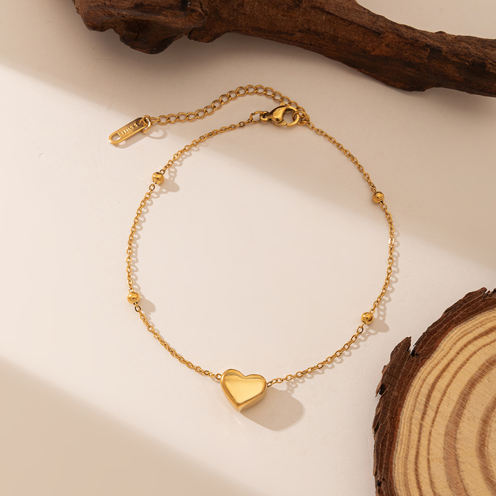 Cadena Delgada de Bolitas & Corazon