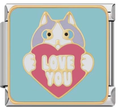 Charm Italiano Gato Gris Love u